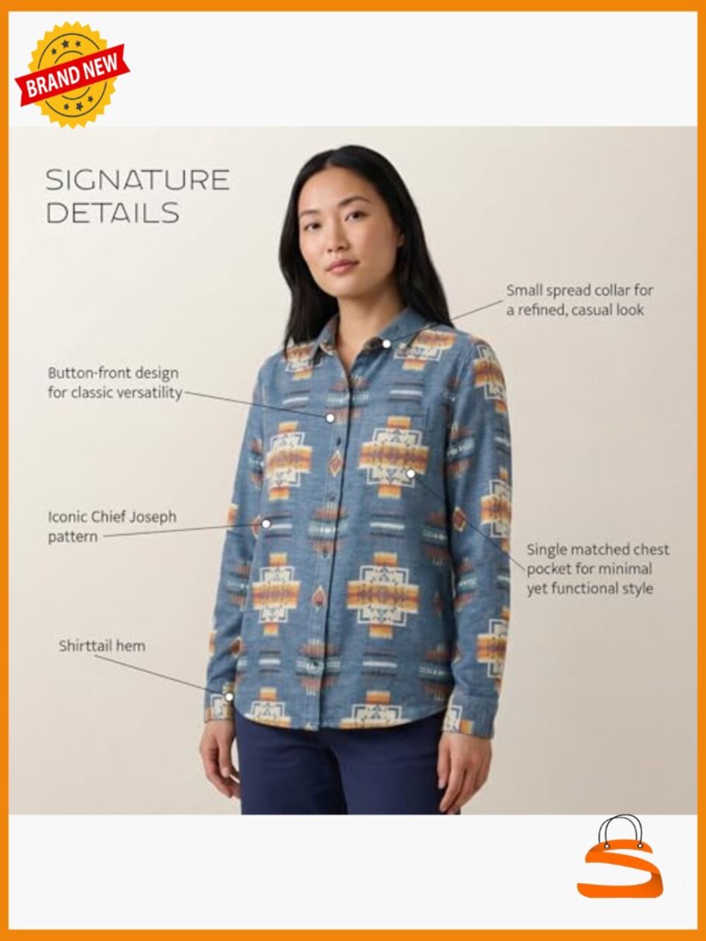 Classic Long Sleeve Button Up Shirt, Relaxed Fit, 100% Cotton Blouse with Chest - Picture 5 of 7